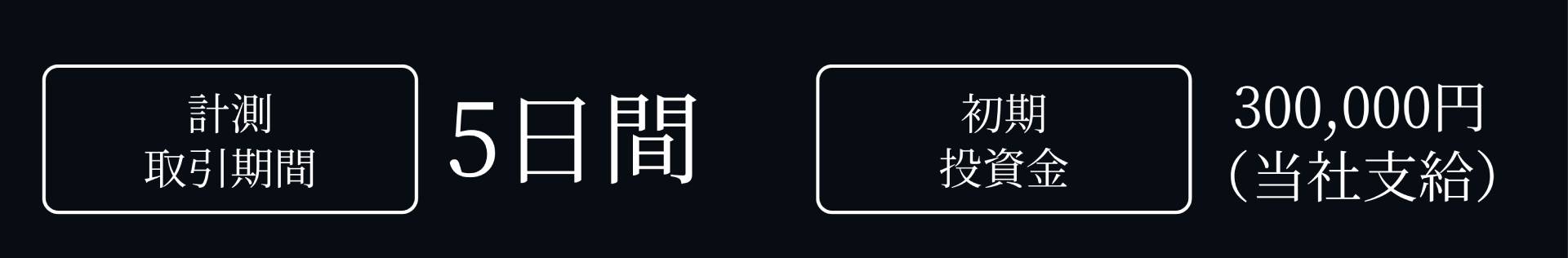 計測取引期間 5日間 初期投資金 300,000円 (当社支給)